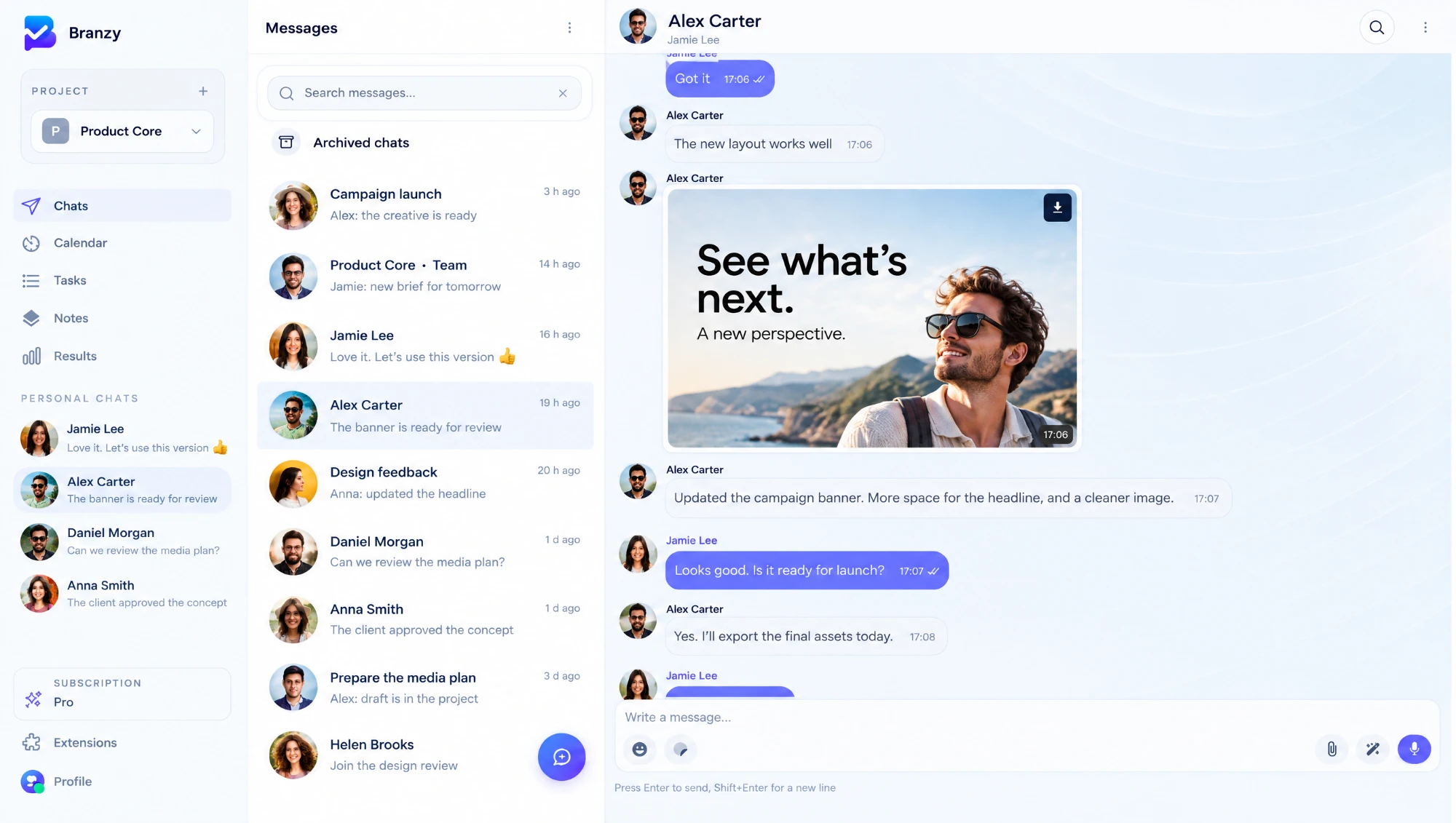 Project channel with a connected external conversation